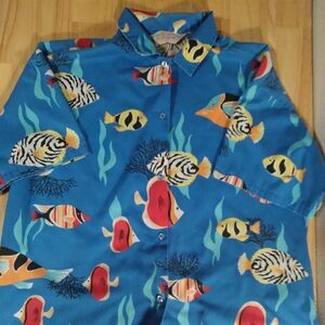 Vintage Harbour Isle Tropical Fish Pattern Hawaiian Shirt